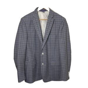 The Savile Row Co. London Cromwell Blue Black Plaid Wool Blend Blazer Men’s 42L